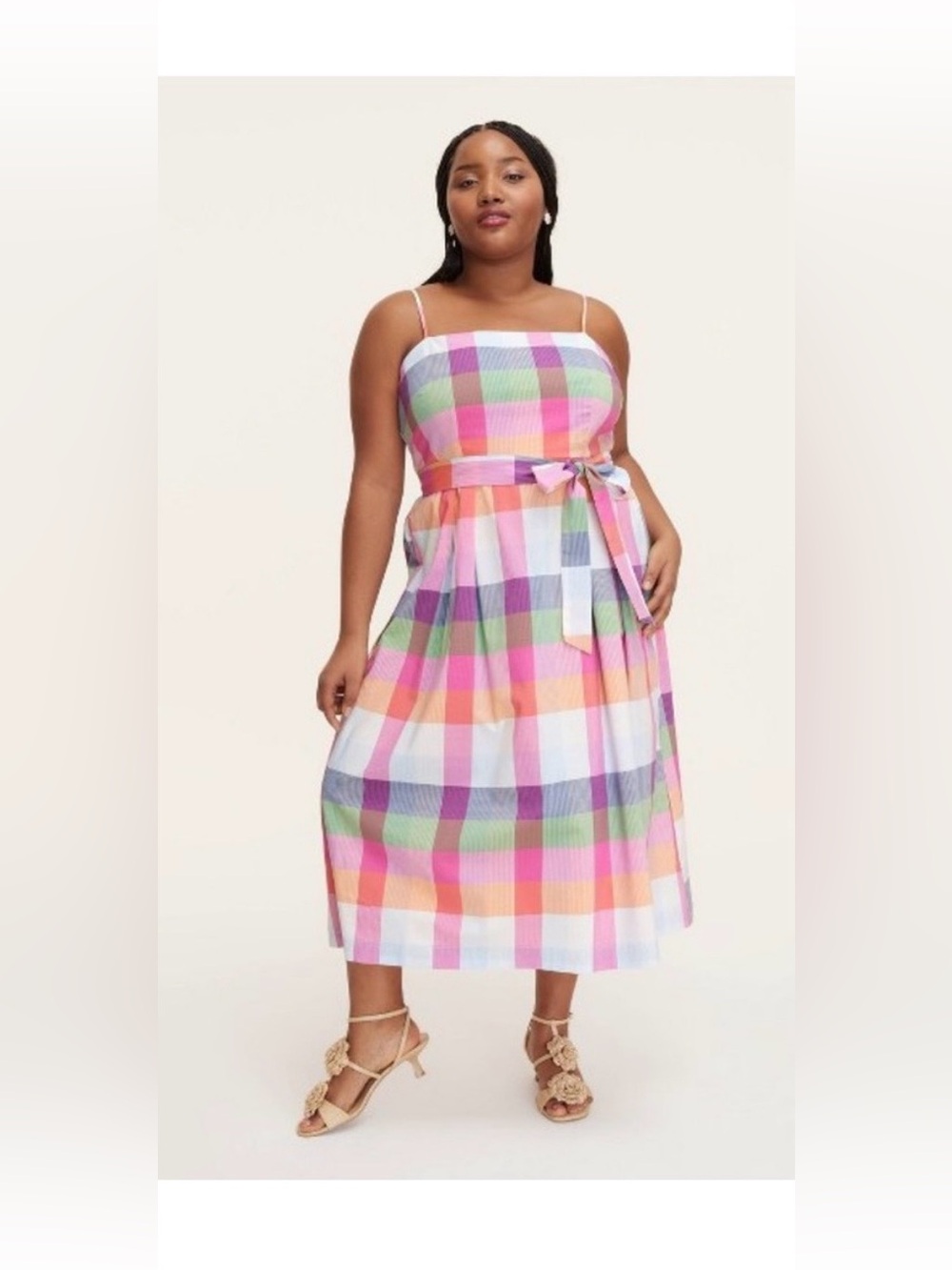 EUC Kate Spade x Target madras plaid midi dress w/tie belt worn 1x size medium
